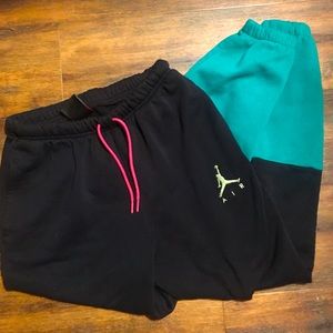 NEW Nike Air Jordan Sweatpants Black Turquoise blue and Pink size S / M